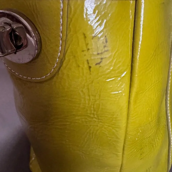Coach Olive Green Patent Leather Tote - Picture 7 of 8